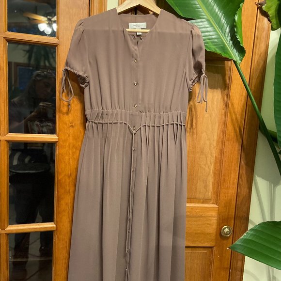 Isaac Mizrahi flowy brown short sleeve dress, size S - Picture 2 of 10